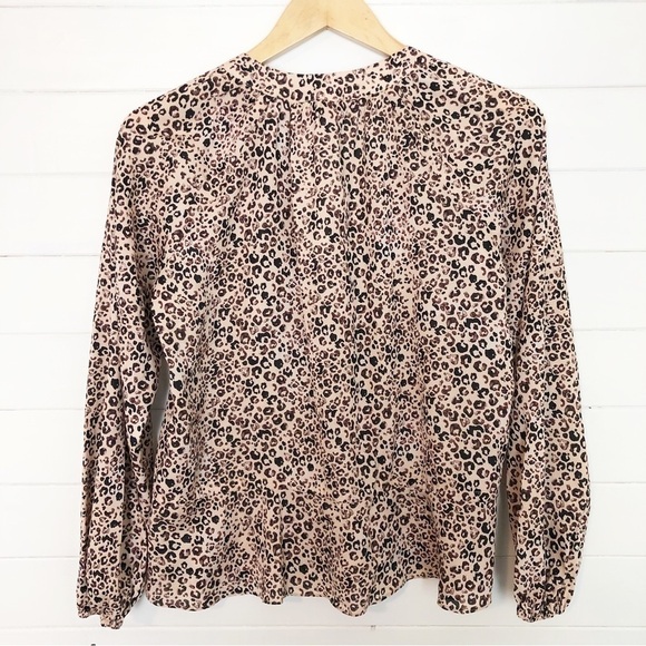 Parker Mini Camel Jungle Peasant V-Neck Peplum Blouse Brown - Picture 3 of 5